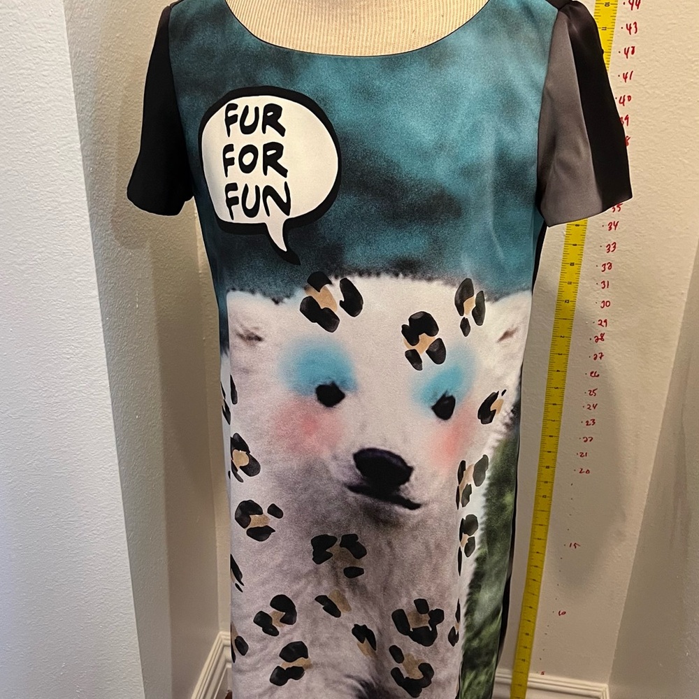 Moschino “Fur for Fun” mini dress